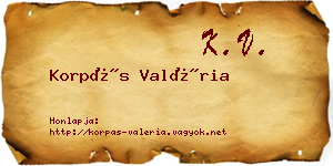 Korpás Valéria névjegykártya